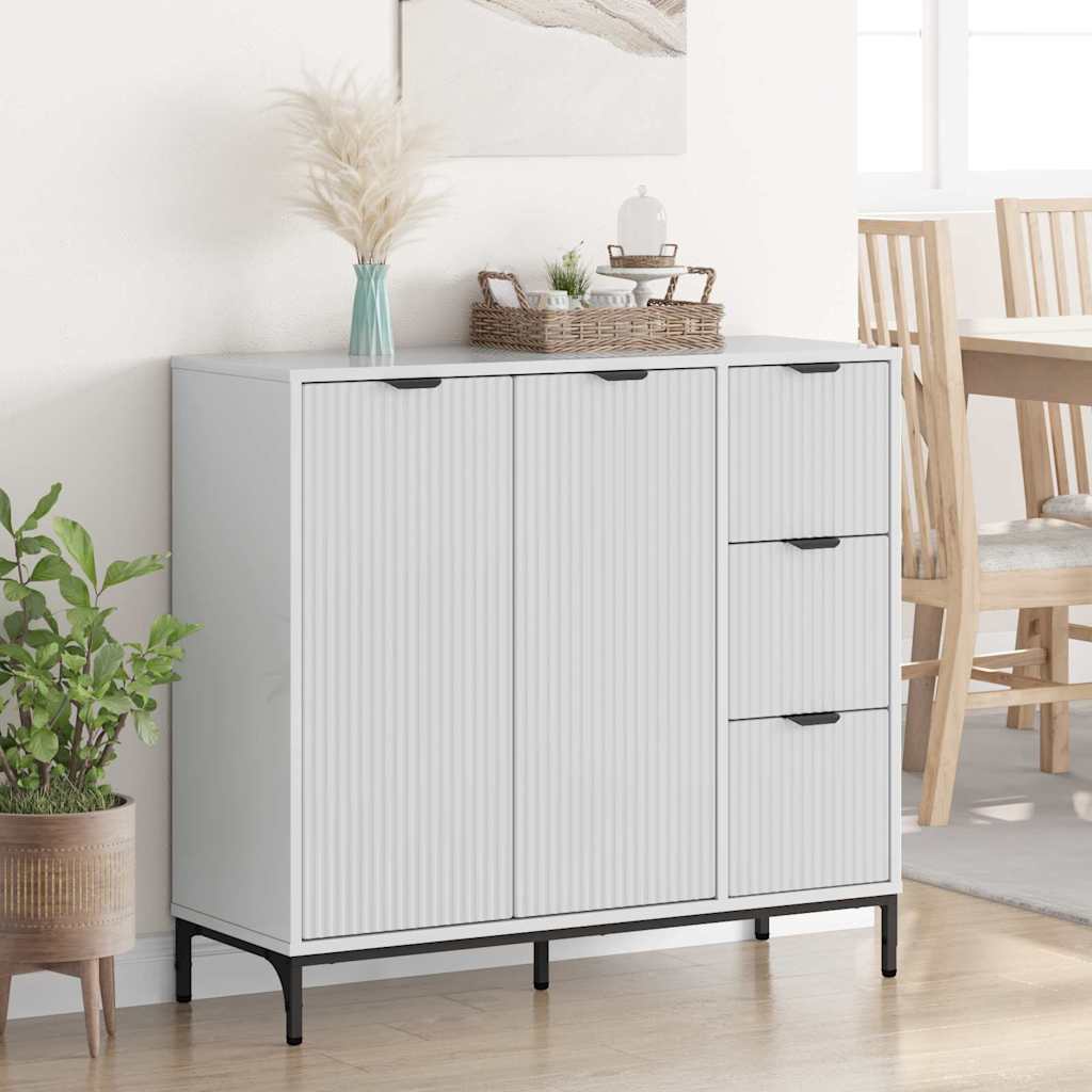 Serviesskap Høyglanset hvit 89,5 x 33 x 82 cm Konstruert tre
