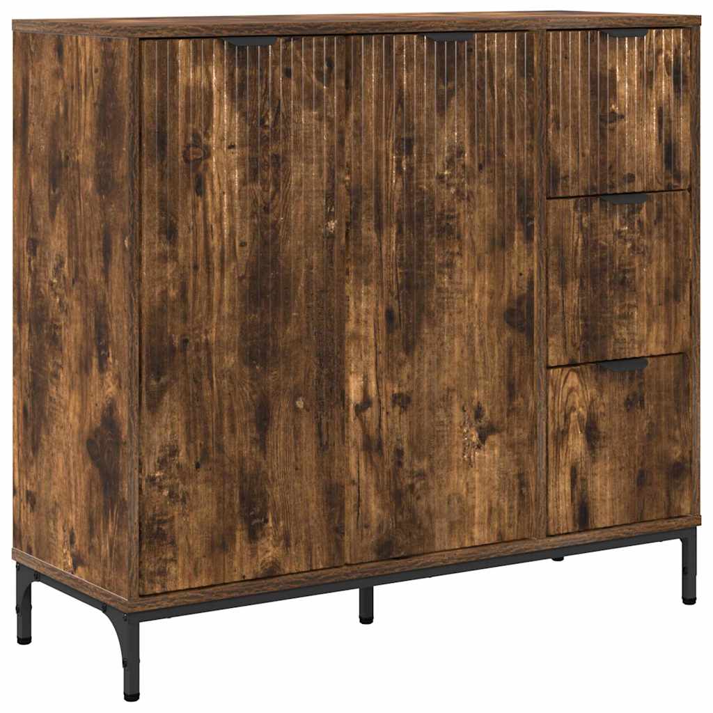 Serviesskap med skuff Røkt eik 89,5 x 33 x 82 cm Konstruert tre