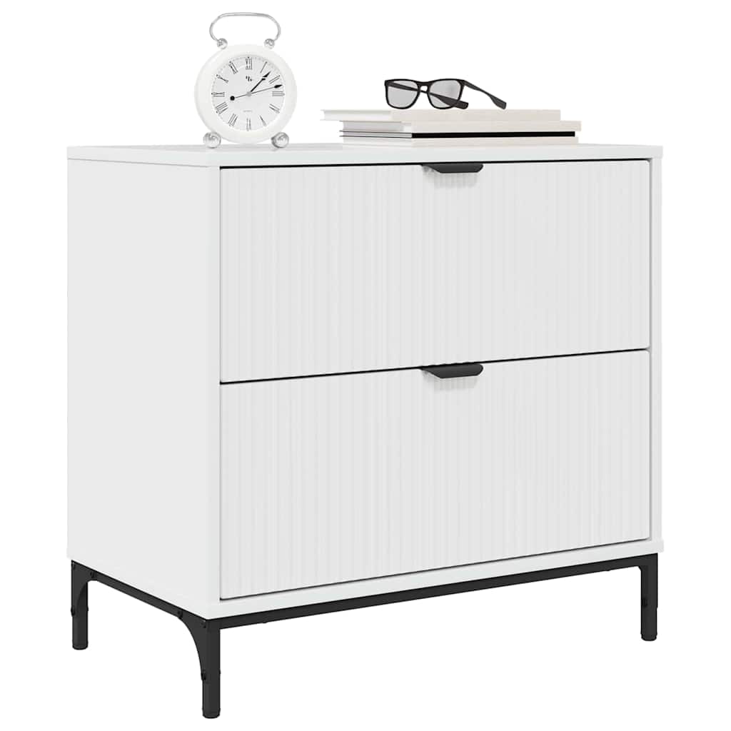 Nattbord Høyglans hvit 63,5 x 36 x 61 cm Konstruert tre
