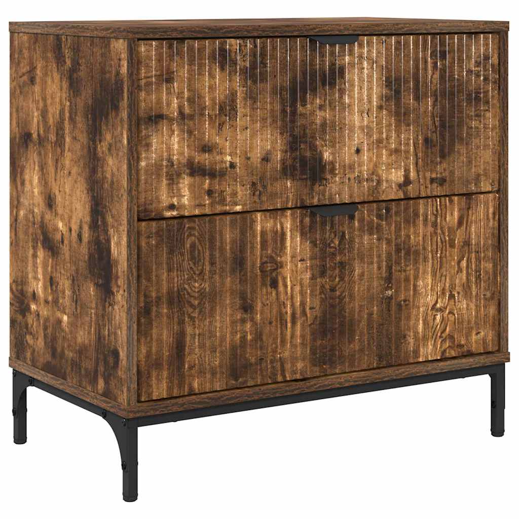 Nattbord med skuff Røkt eik 63,5 x 36 x 61 cm Konstruert tre