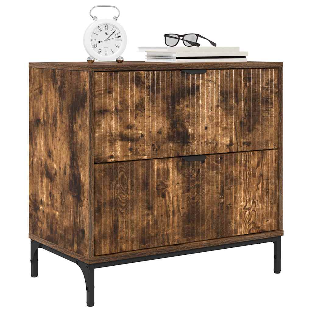 Nattbord med skuff Røkt eik 63,5 x 36 x 61 cm Konstruert tre