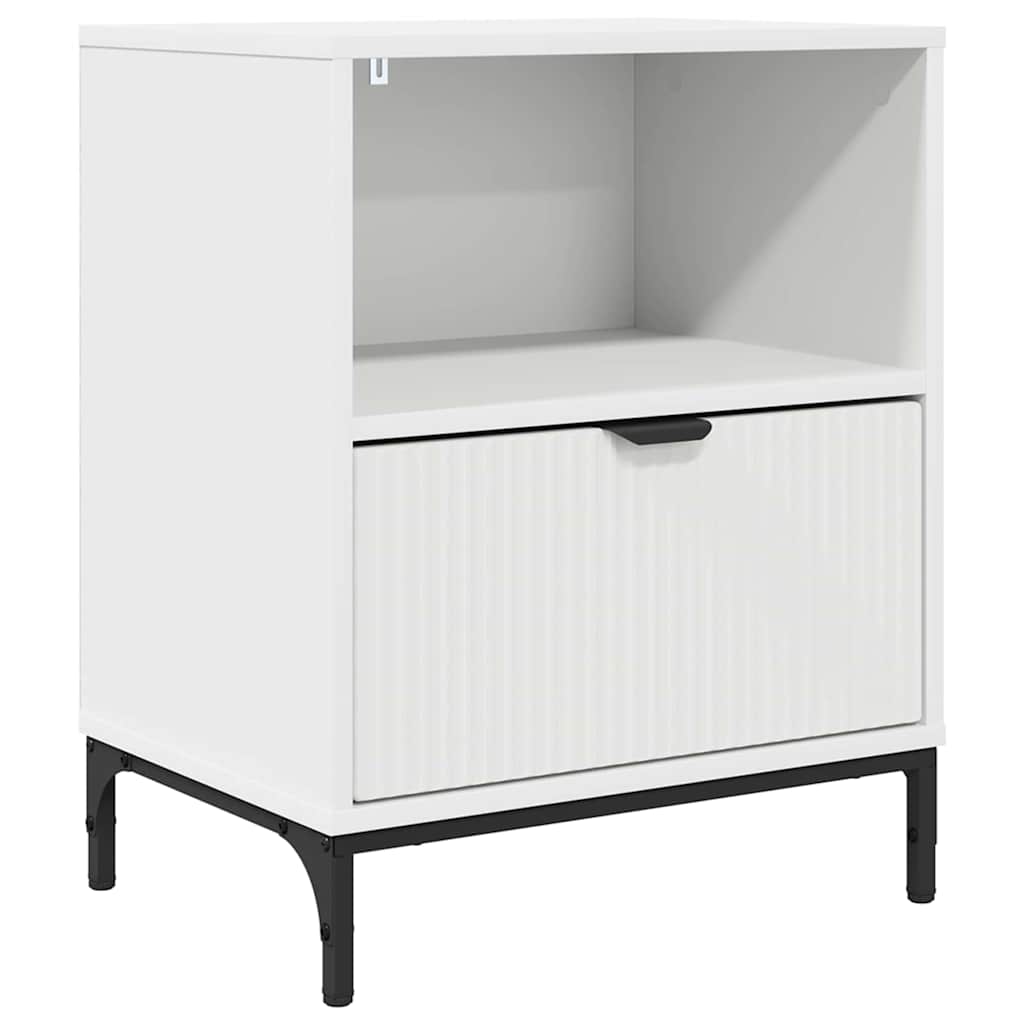 Nattbordskap med skuff Hvit 49 x 36 x 61 cm Konstruert tre