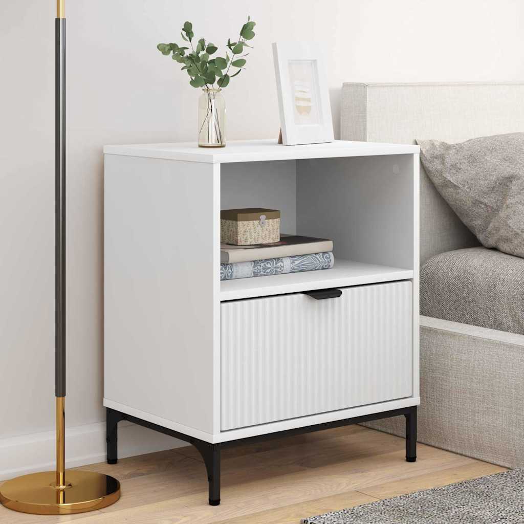 Nattbordskap 2 pcs Hvit 49 x 36 x 61 cm Konstruert tre