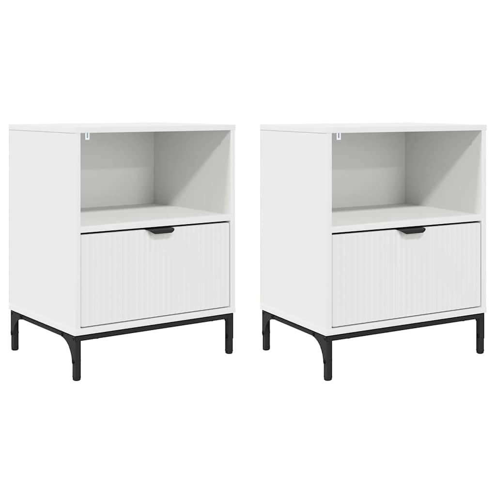 Nattbordskap 2 pcs Hvit 49 x 36 x 61 cm Konstruert tre