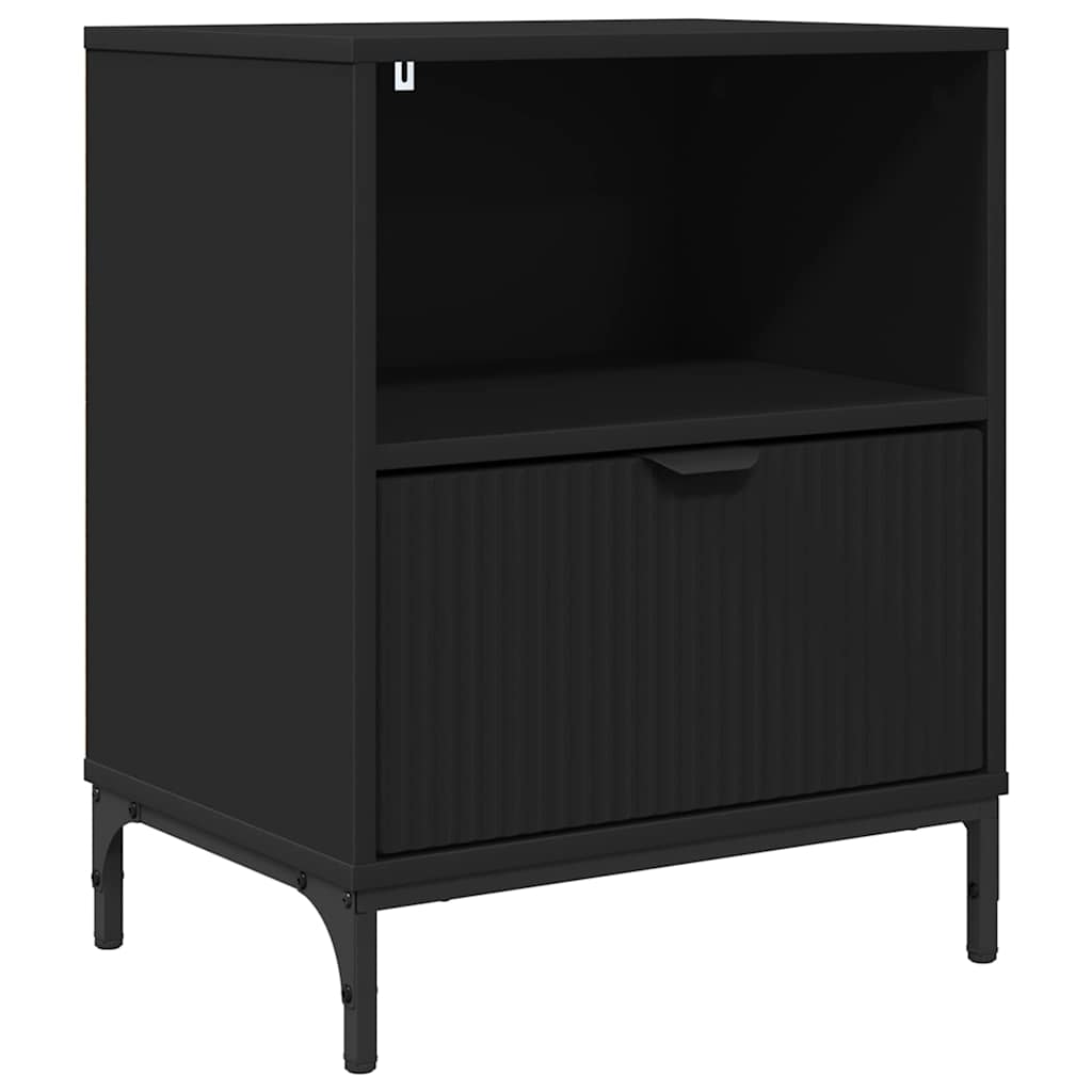 Nattbordskap med skuff Svart 49 x 36 x 61 cm Konstruert tre