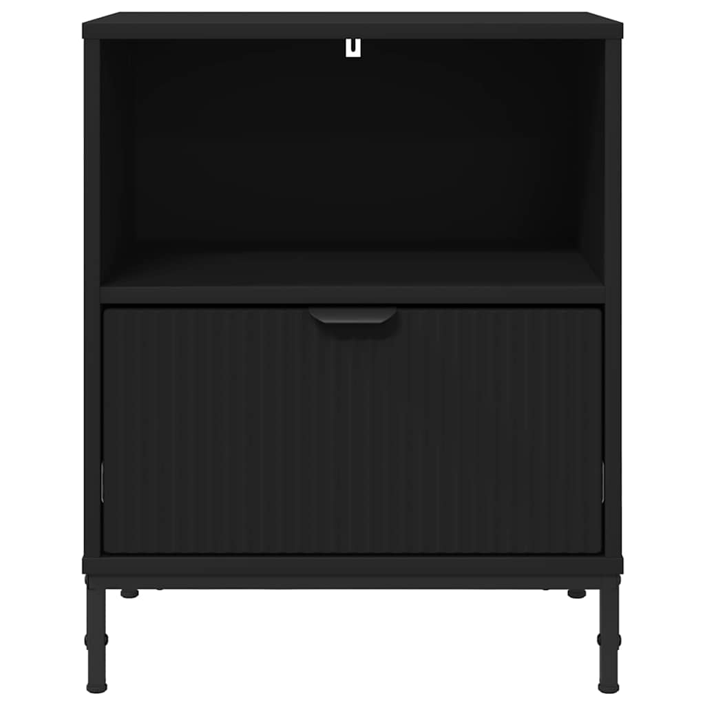 Nattbordskap med skuff Svart 49 x 36 x 61 cm Konstruert tre