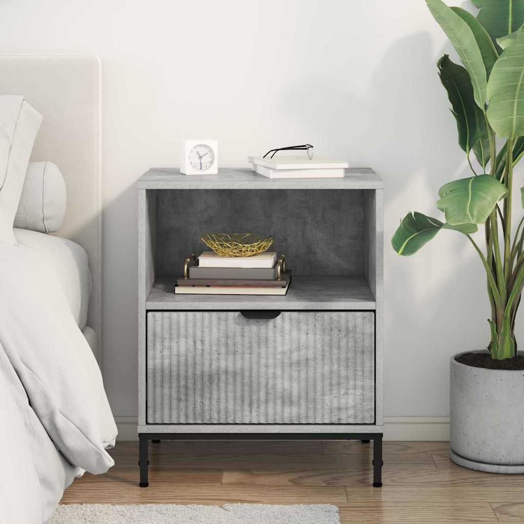 Nattbordskap med skuff Betonggrå 49 x 36 x 61 cm Konstruert tre