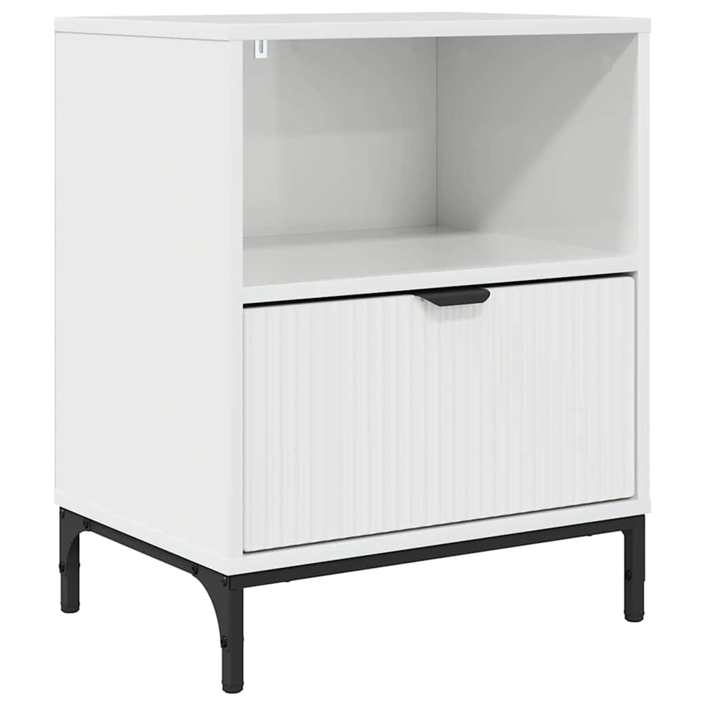 Nattbordskap Høyglans hvit 49 x 36 x 61 cm Konstruert tre