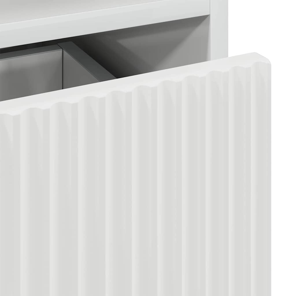 Nattbord 2 pcs Høyglans hvit 49 x 36 x 61 cm Konstruert tre