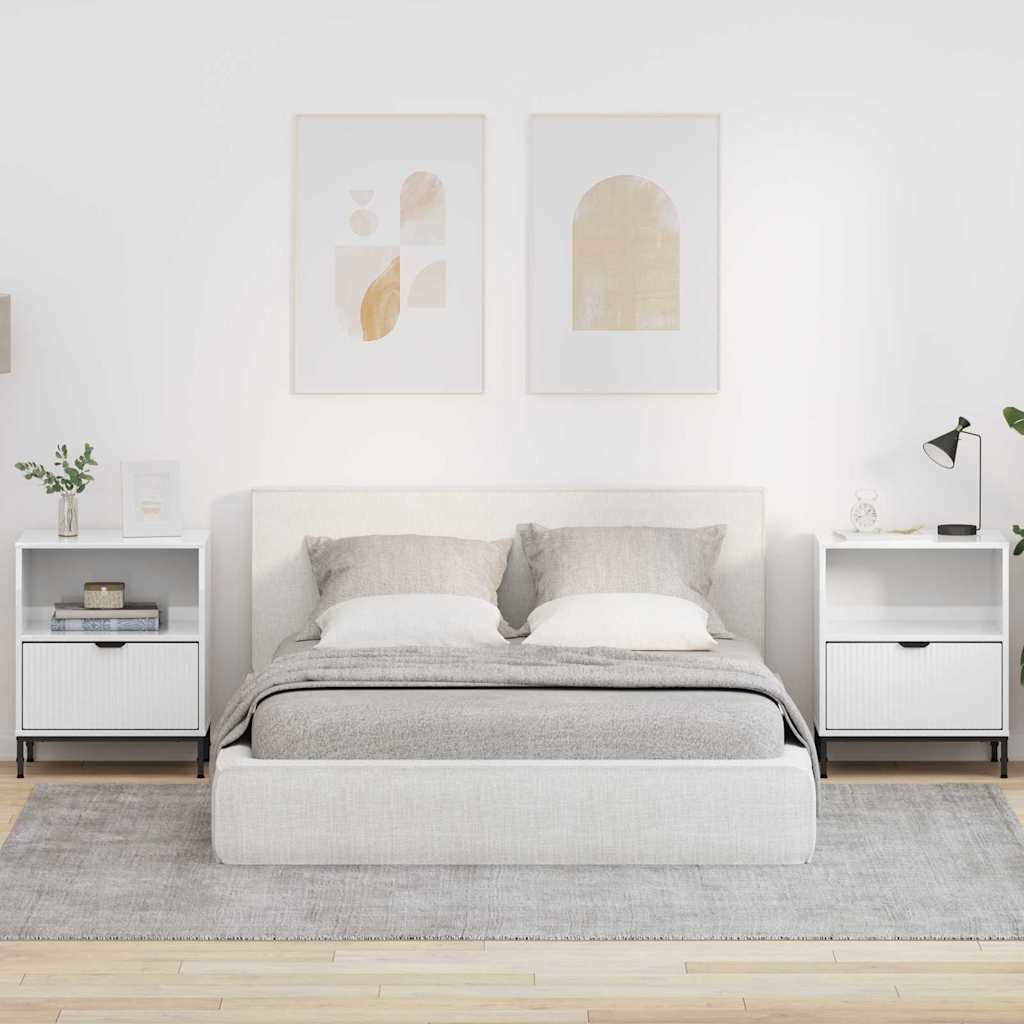 Nattbord 2 pcs Høyglans hvit 49 x 36 x 61 cm Konstruert tre