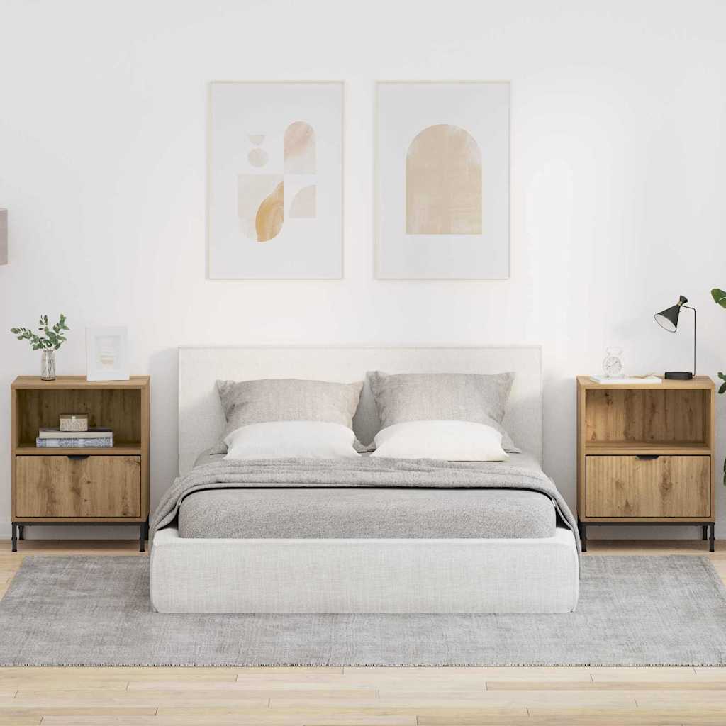 Nattbord 2 pcs artisan eik 49 x 36 x 61 cm Konstruert tre