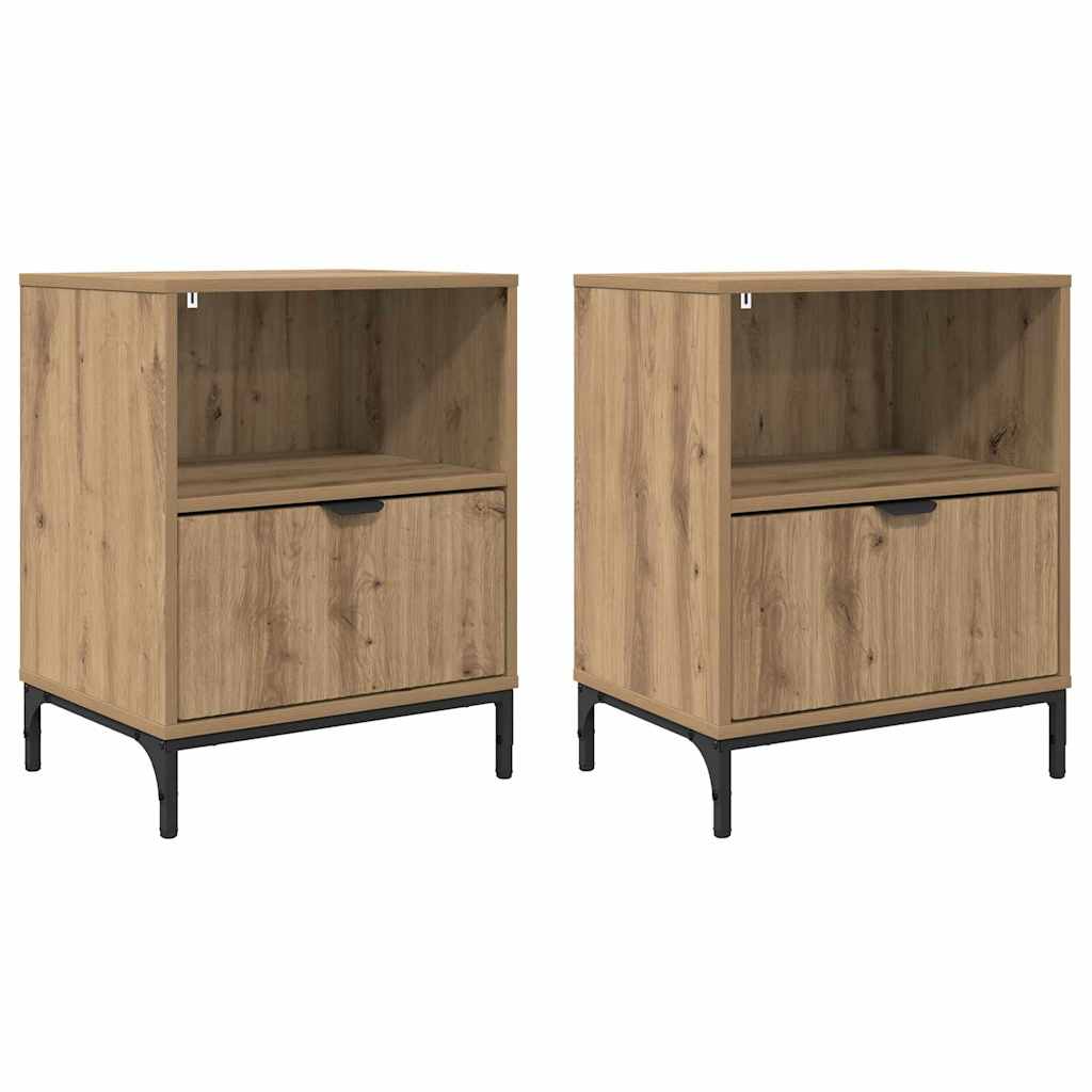 Nattbordskap 2 stk. artisan eik 49 x 36 x 61 cm Konstruert tre