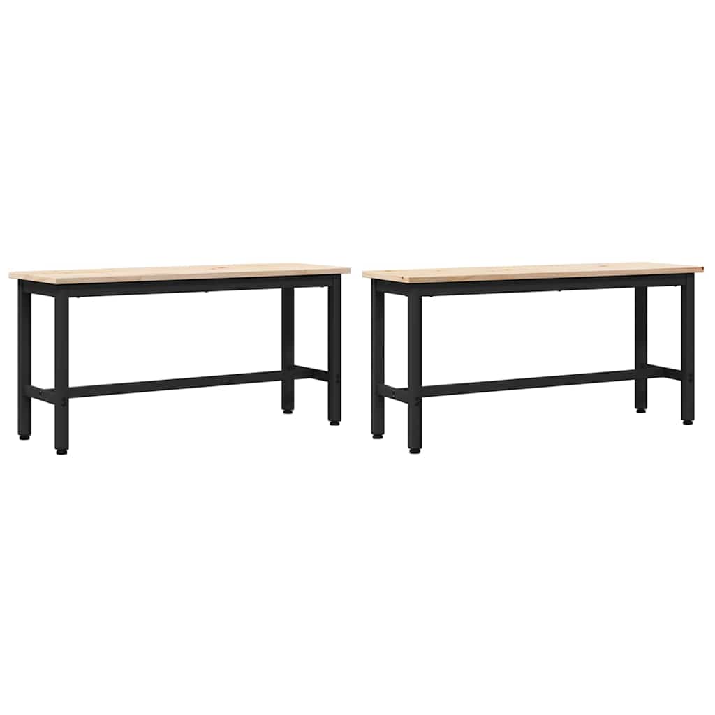 Spisebenker 2 pcs Naturlig 100 x 32,5 x 49 cm Massivt furutre