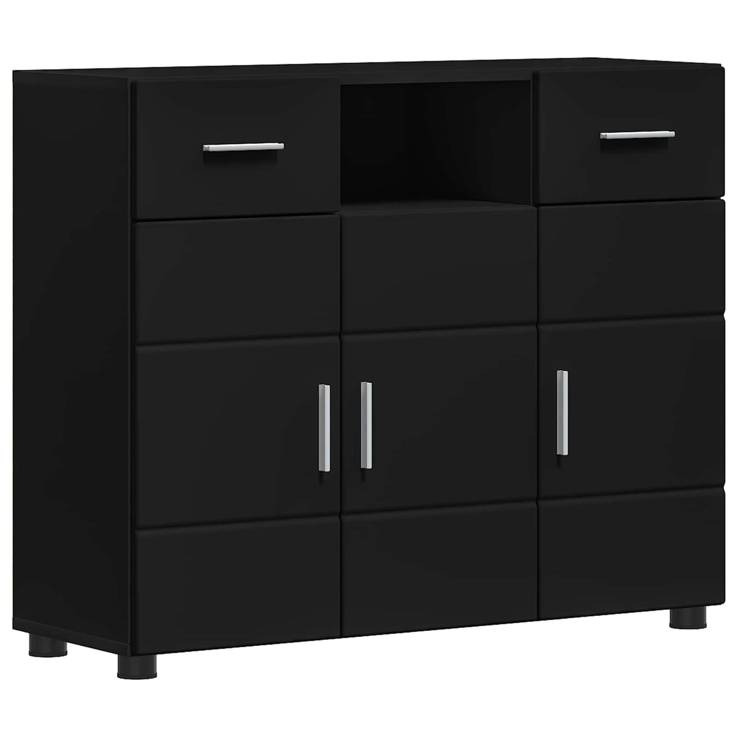 Tre skap med skuff Svart 88,5 x 30,5 x 73 cm Konstruert tre