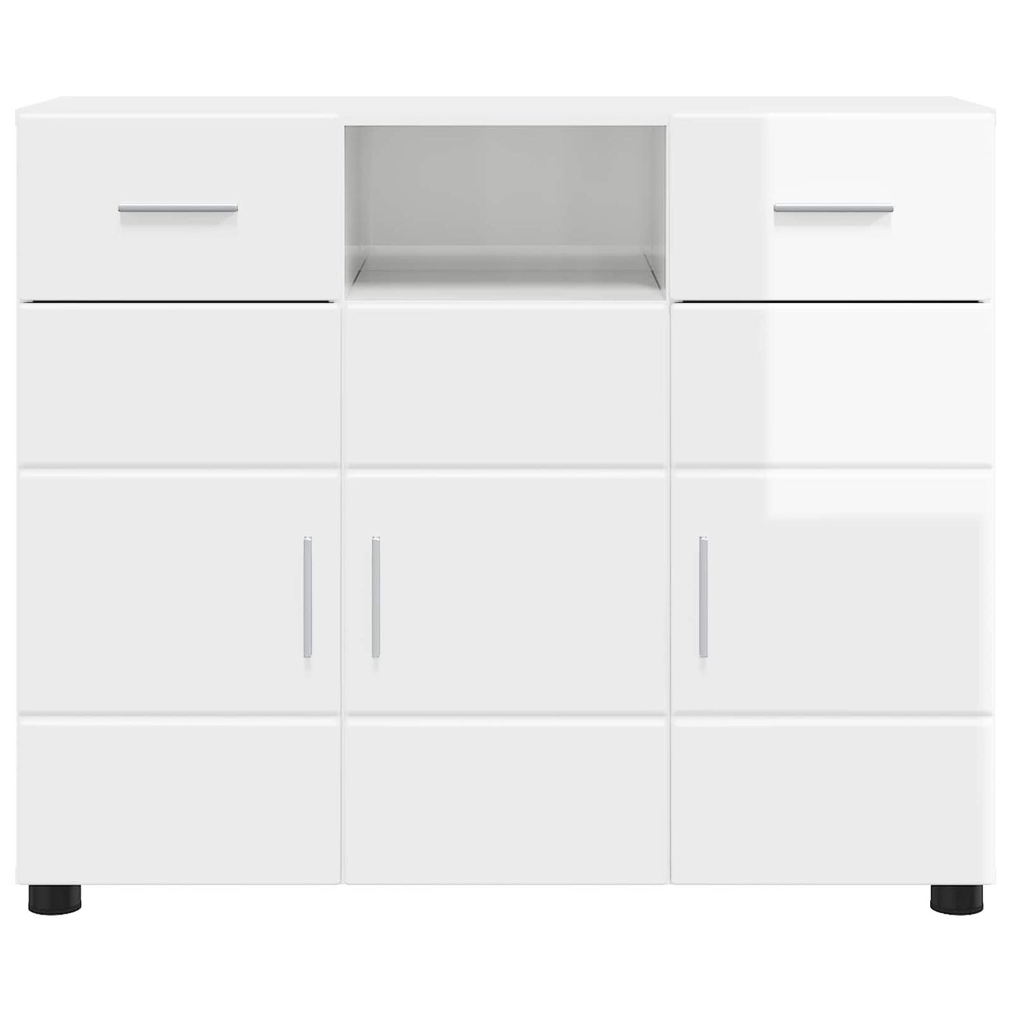 Tre skap Høyglanset hvit 88,5 x 30,5 x 73 cm Konstruert tre