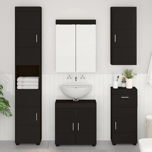 Baderom veggskap TULUM Svart 37 x 24,5 x 86 cm Konstruert tre
