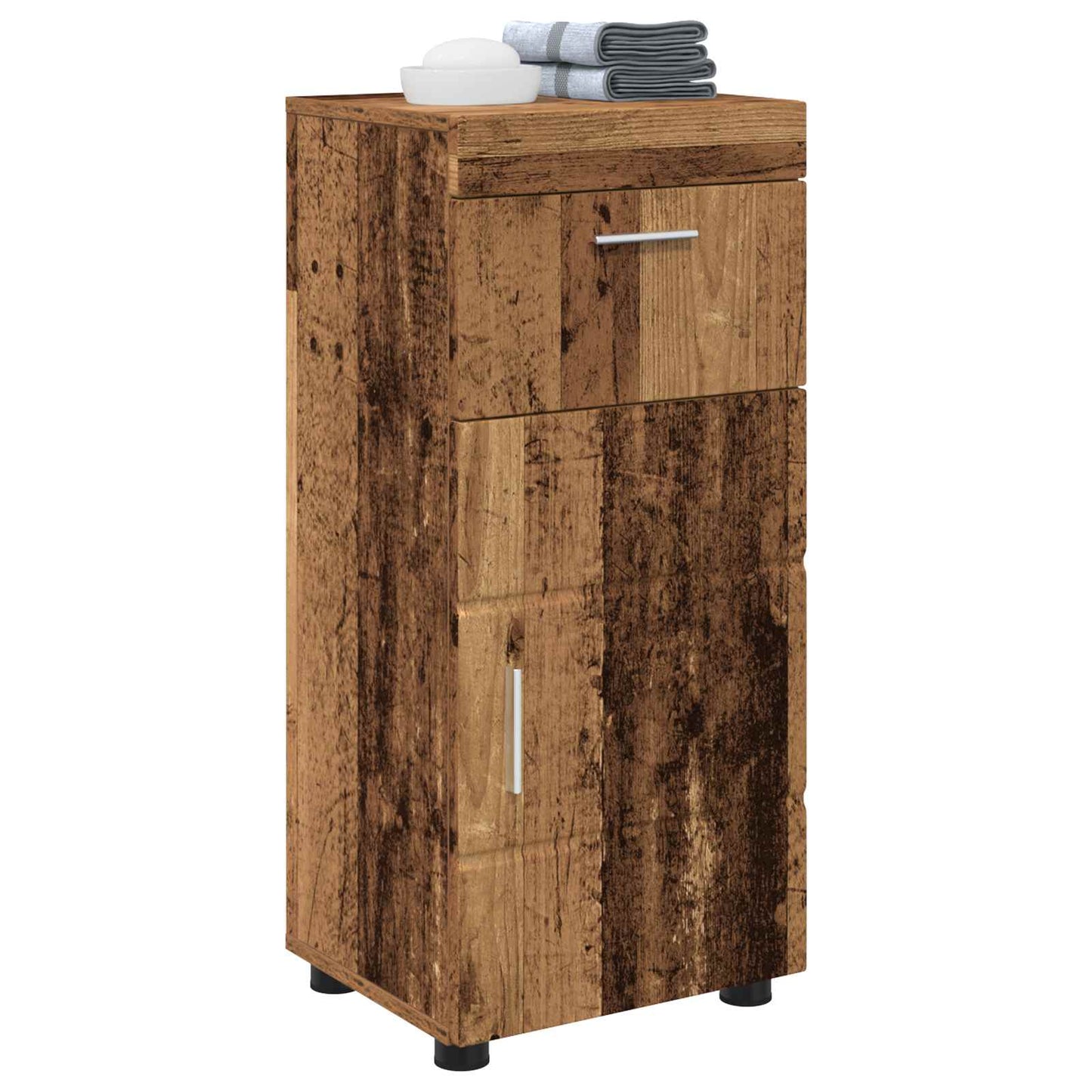 Baderomsskapsett med skuff TULUM Gammelt tre 37 x 31,5 x 82 cm