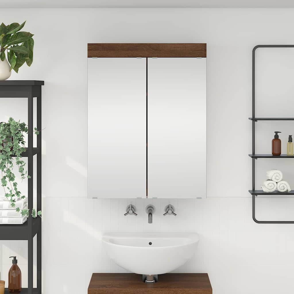 Baderomsspeilskap med hylle TULUM Brun Eik 60 x 16,5 x 78 cm