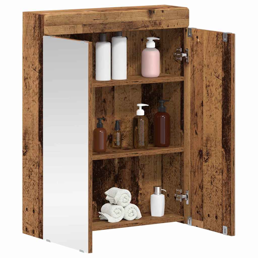 Baderomsspeilskap med hylle TULUM Gammelt tre 60 x 16,5 x 78 cm