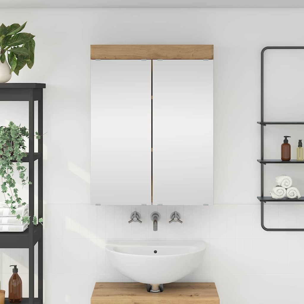 Baderomsspeilskap med hylle TULUM Artisan Eik 60 x 16,5 x 78 cm