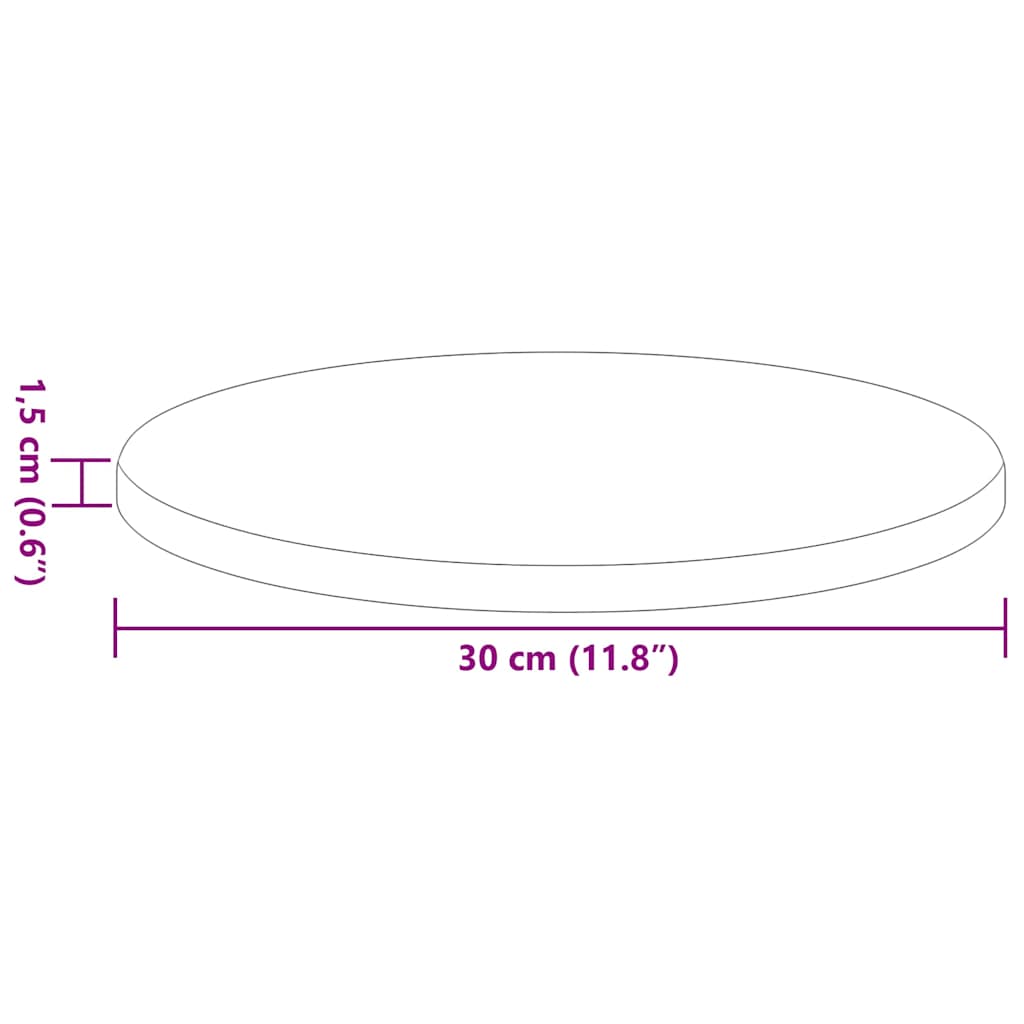 Bordplate Ø 30 x 1,5 cm Rund Konstruert tre Gammelt tre