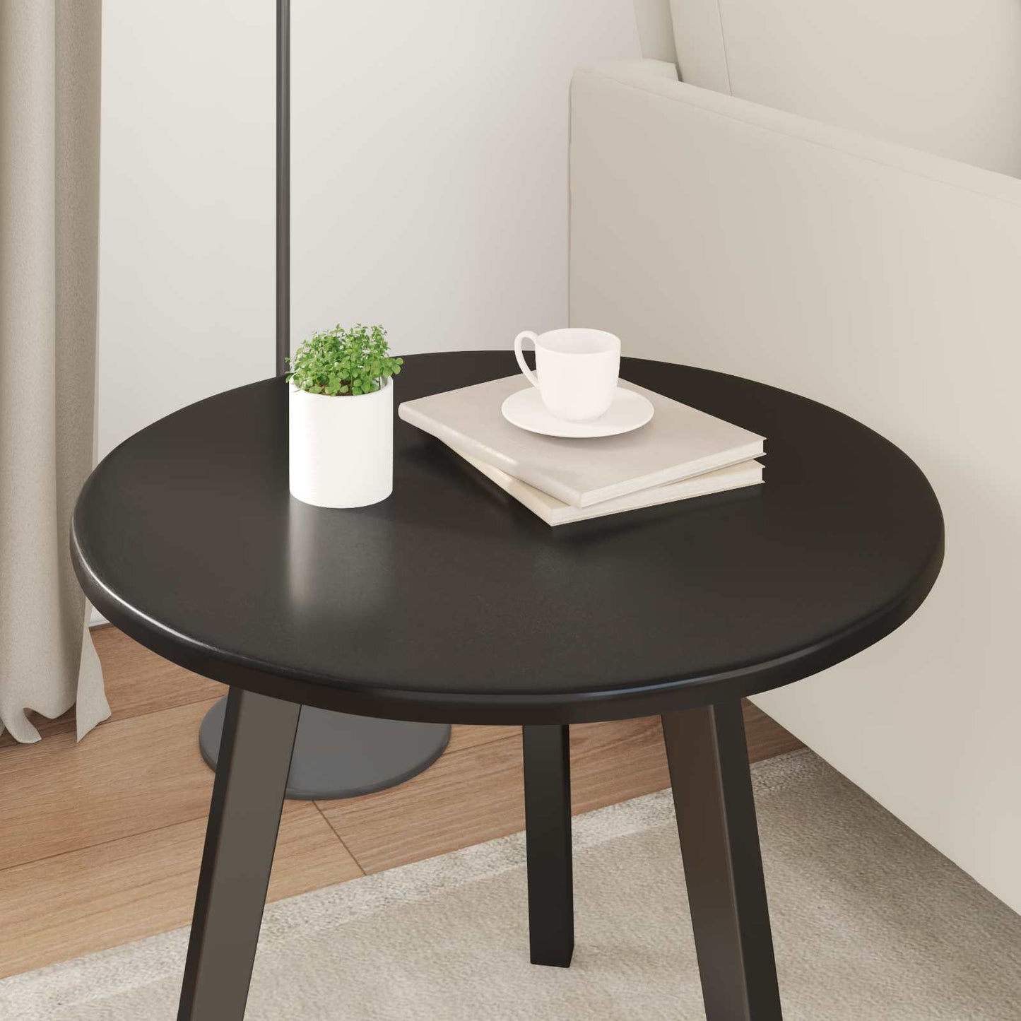 Bordplate Svart Ø 50 x 1,5 cm Konstruert tre