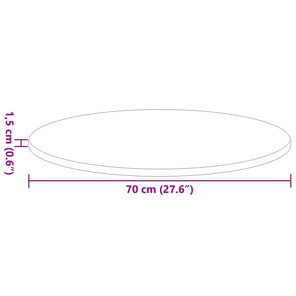Bordplate Høyglans hvit Ø 70 x 1,5 cm Konstruert tre