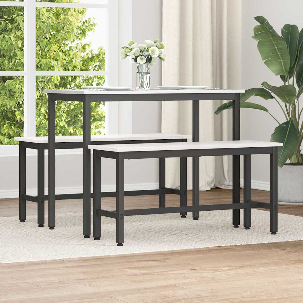 Spisebenk 2 pcs Hvit 100 x 32,5 x 49 cm Massivt furutre
