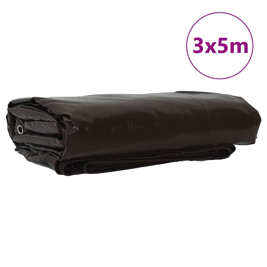 Presenning 650g / m² Brun 3 x 5 m Lerret med PVC-belegg