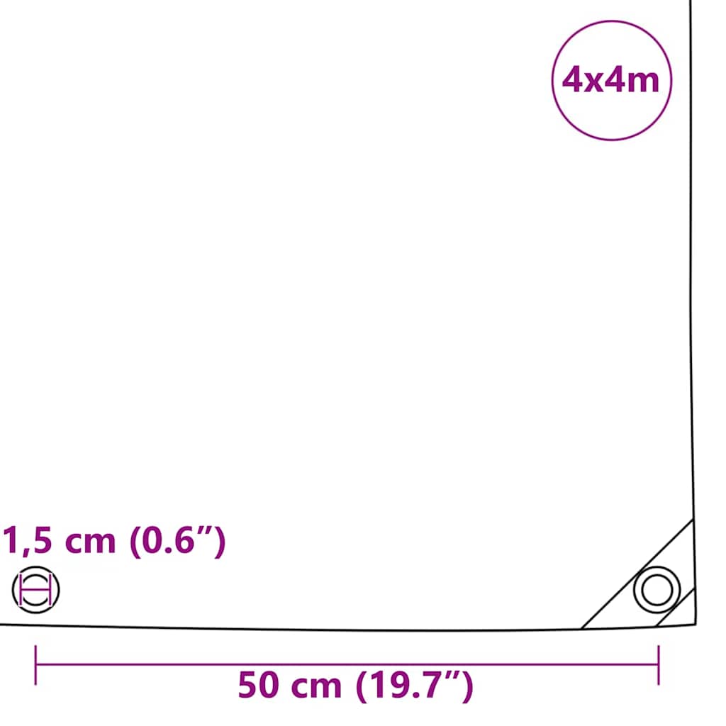 Presenning 650g / m² Brun 4 x 4 m Lerret med PVC-belegg
