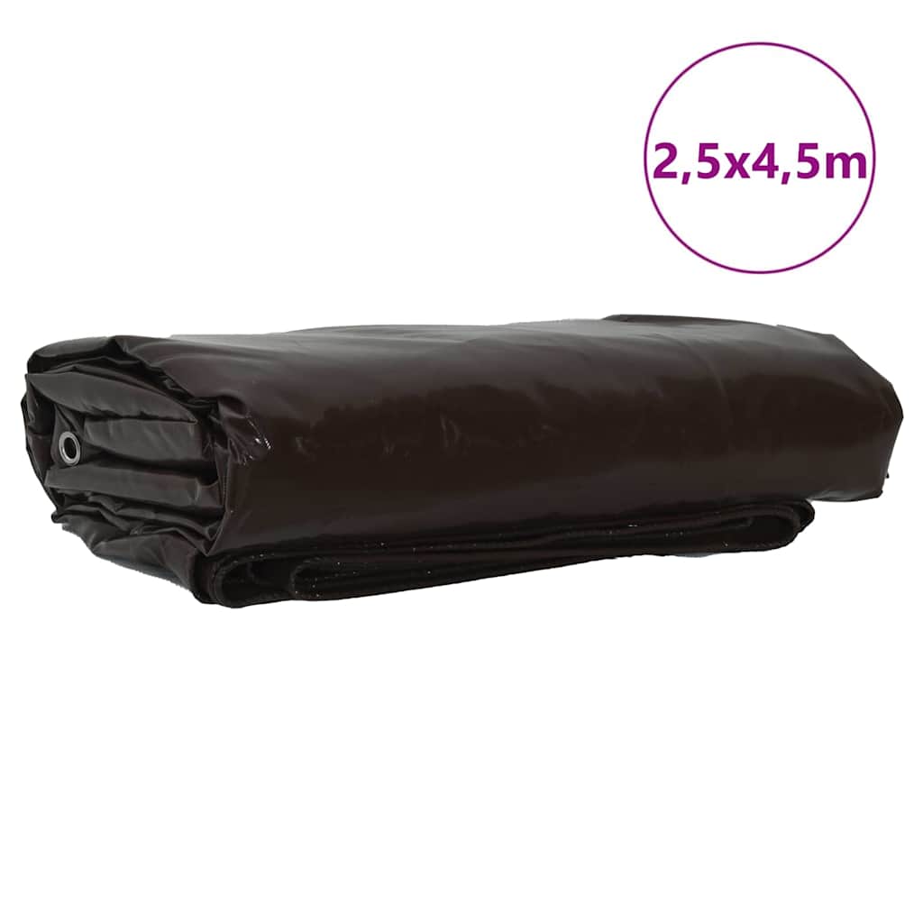 Presenning 650g / m² Brun 2,5 x 4,5 m Lerret med PVC-belegg