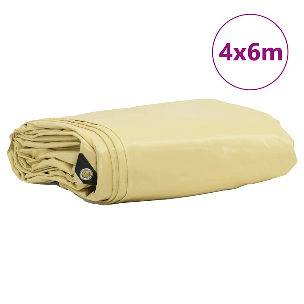 Presenning 650g / m² Beige 4 x 6 m Lerret med PVC-belegg