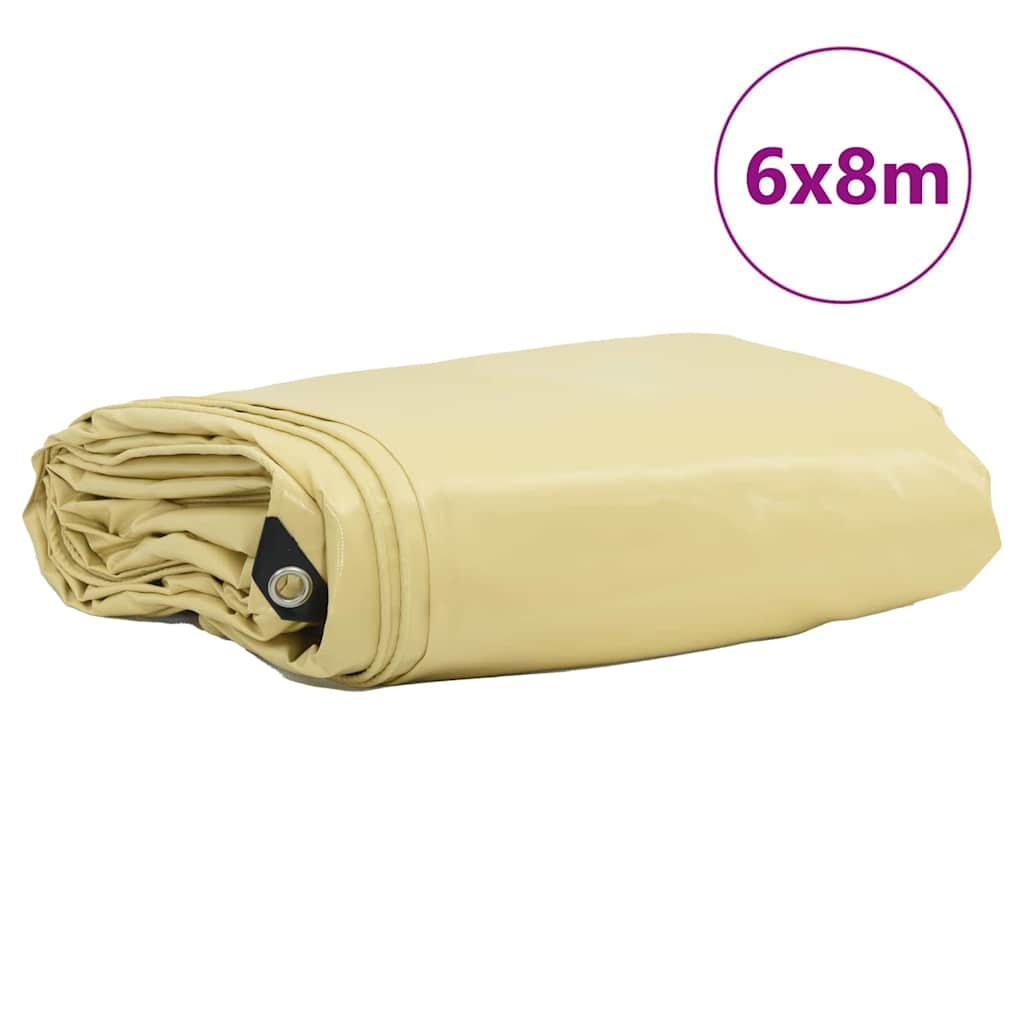 Presenning 650g / m² Beige 6 x 8 m Lerret med PVC-belegg