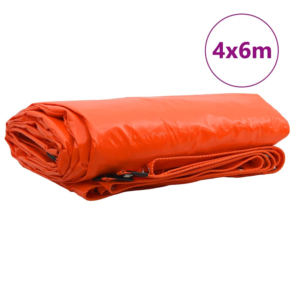 Presenning 650g / m² Oransje 4 x 6 m Lerret med PVC-belegg