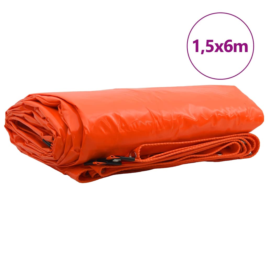 Presenning 650g / m² Oransje 1,5 x 6 m Lerret med PVC-belegg