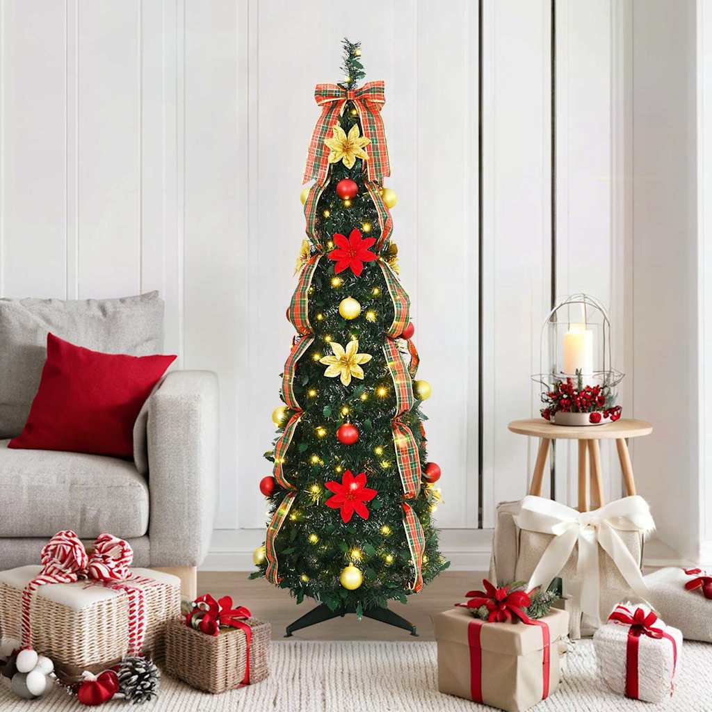 Kunstig juletre med 100 LED med stativ grønn 155 cm PVC