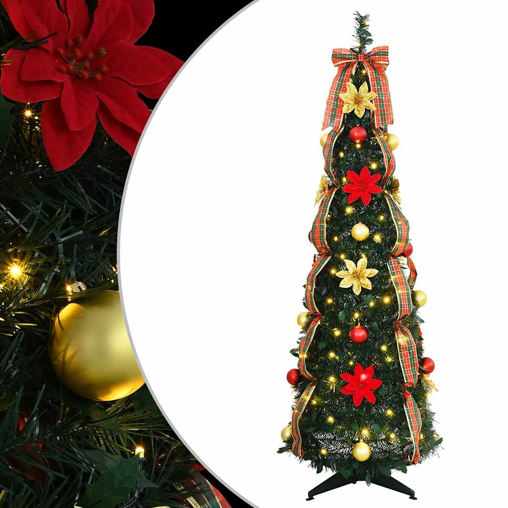 Kunstig juletre med 100 LED med stativ grønn 155 cm PVC