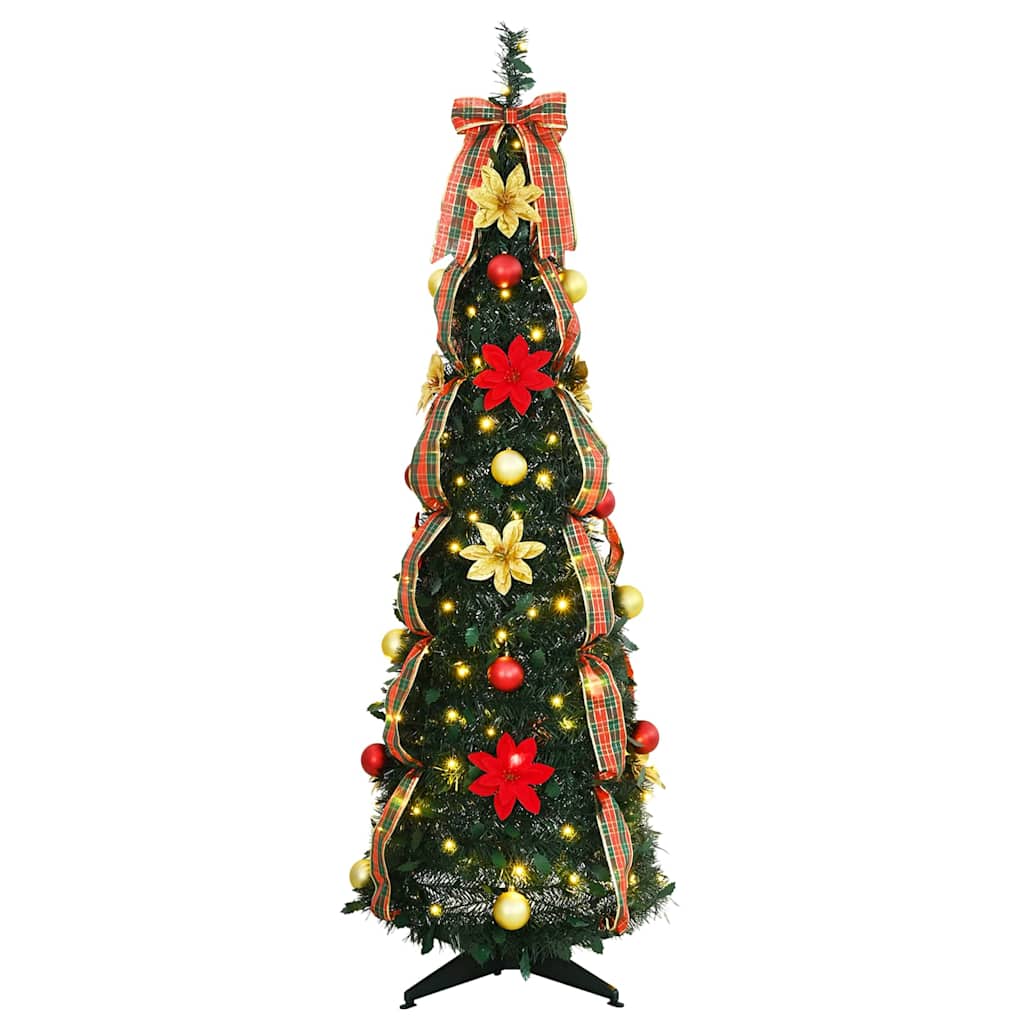 Kunstig juletre med 100 LED med stativ grønn 155 cm PVC
