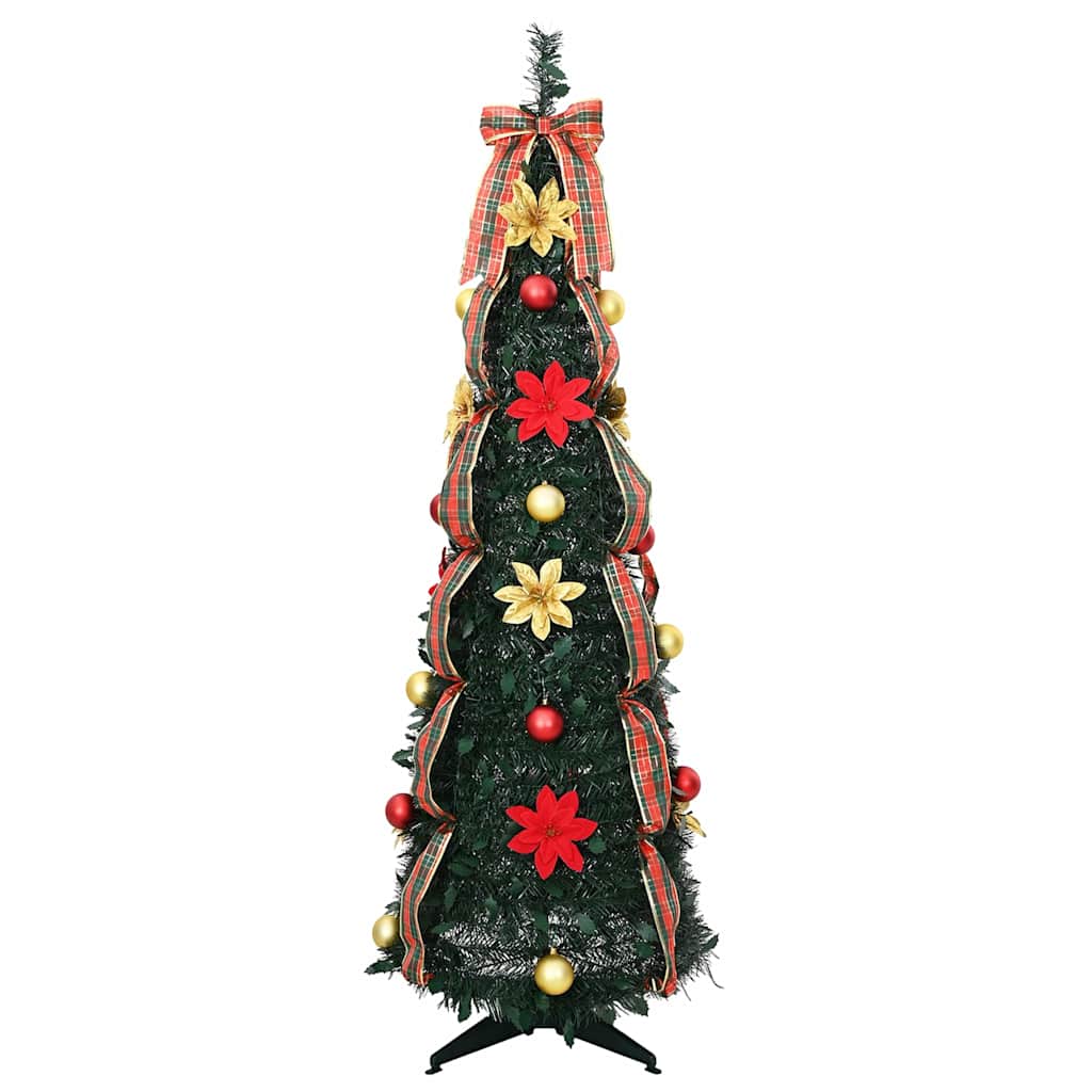 Kunstig juletre med 100 LED med stativ grønn 155 cm PVC