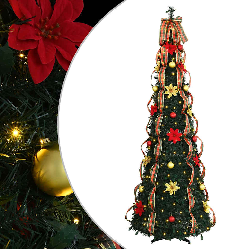 Kunstig juletre med 200 LED med stativ grønn 215 cm PVC