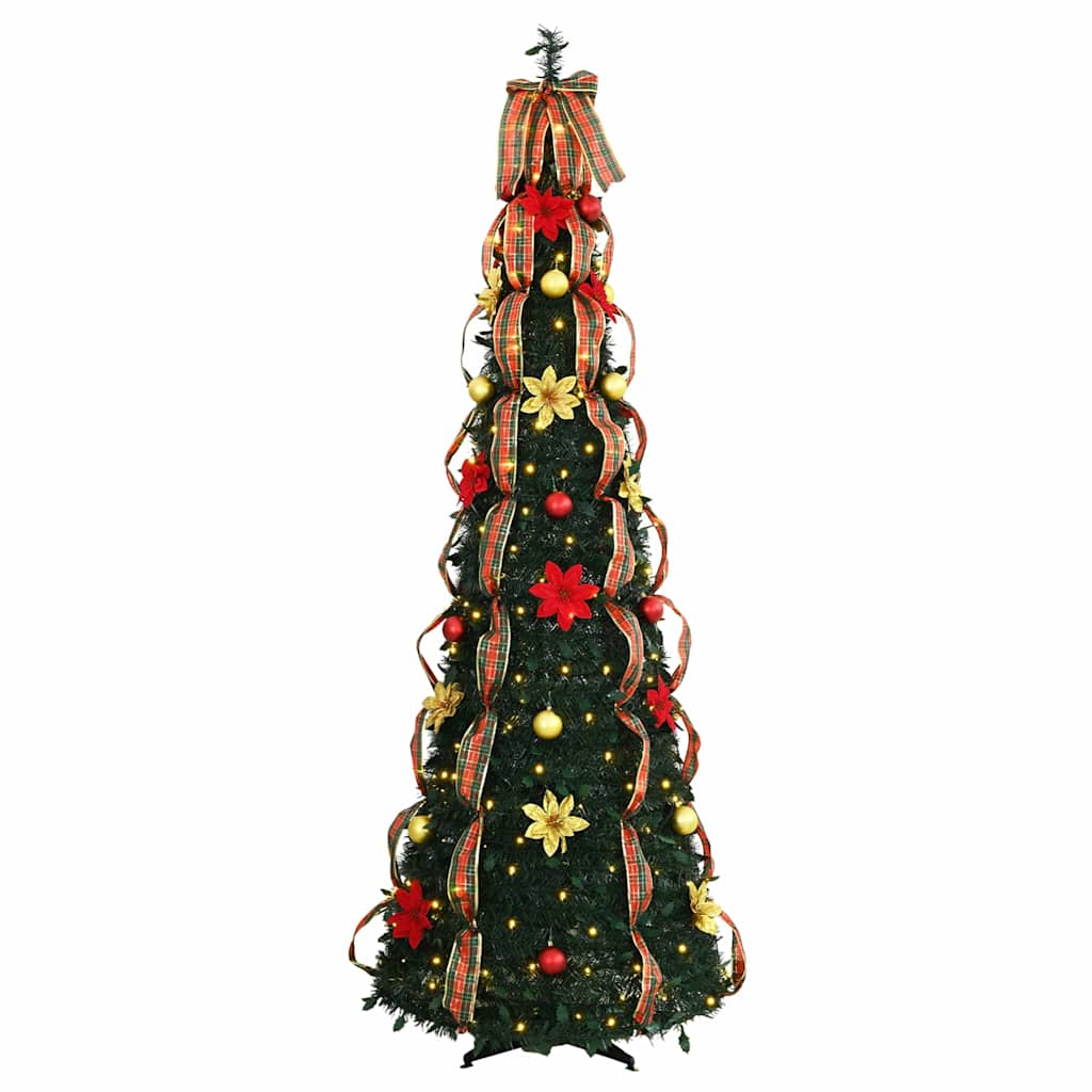 Kunstig juletre med 200 LED med stativ grønn 215 cm PVC