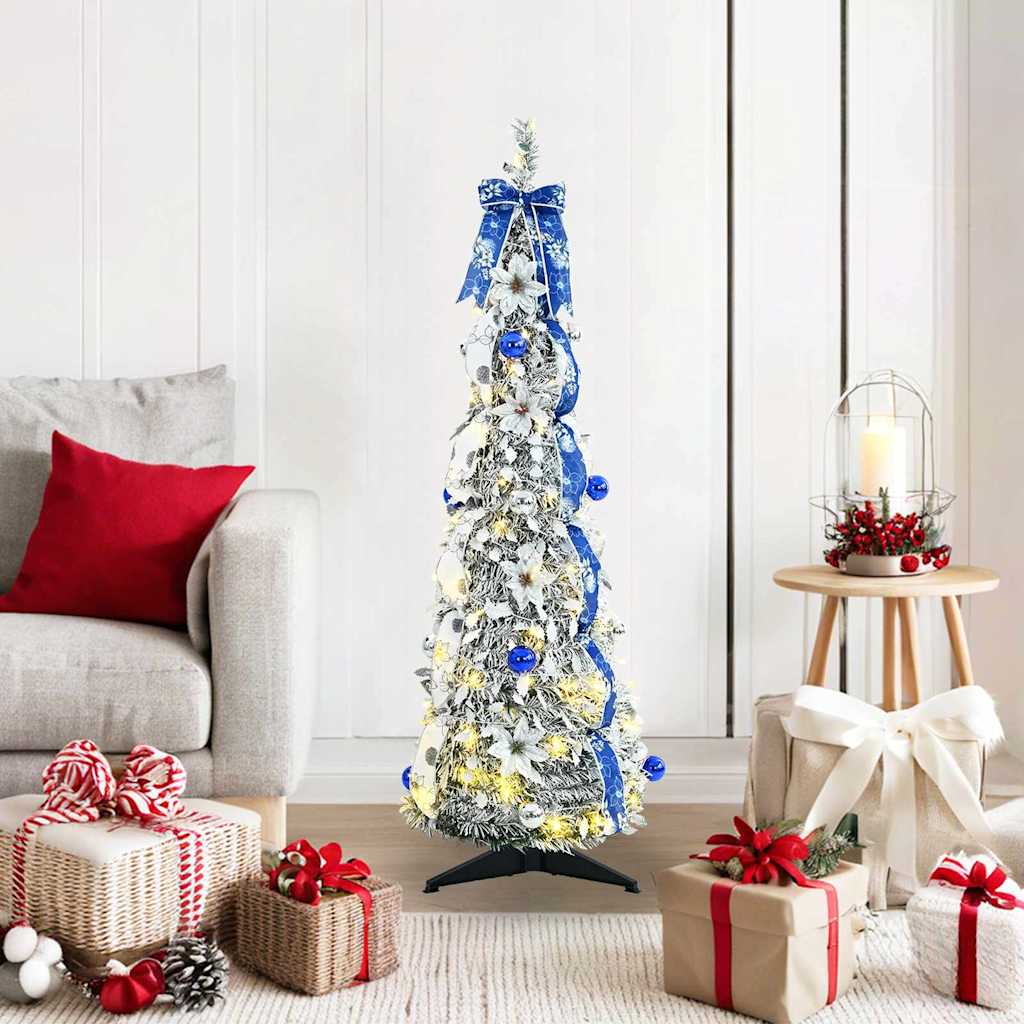 Kunstig juletre med 50 LED med stativ Hvit 120 cm PVC