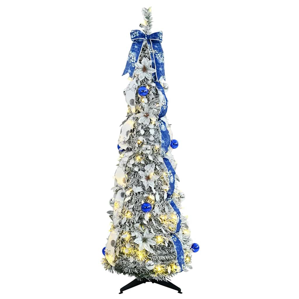 Kunstig juletre med 100 LED med stativ Hvit 150 cm PVC