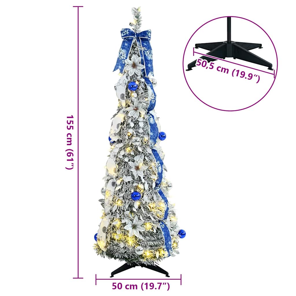 Kunstig juletre med 100 LED med stativ Hvit 150 cm PVC