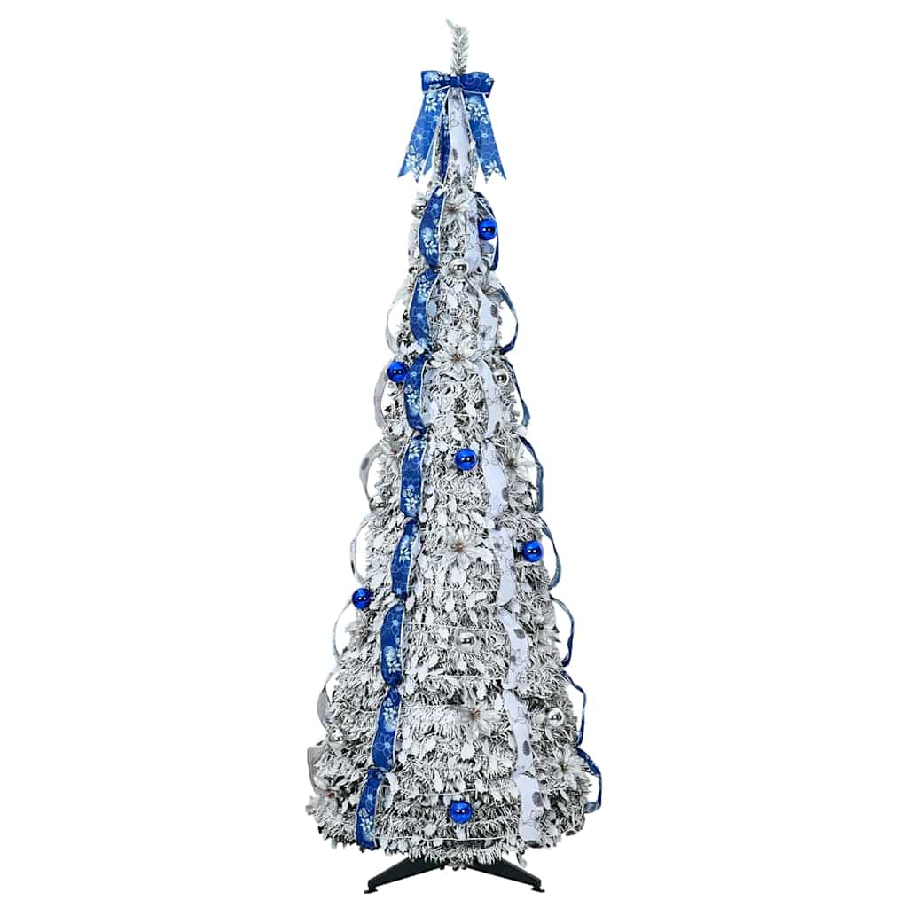 Kunstig juletre med 150 LED med stativ Hvit 180 cm PVC