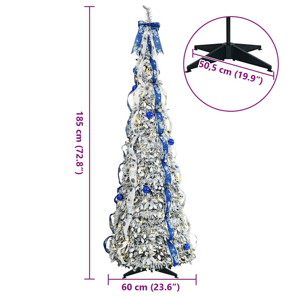 Kunstig juletre med 150 LED med stativ Hvit 180 cm PVC