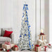 Kunstig juletre med 200 LED med stativ Hvit 210 cm PVC