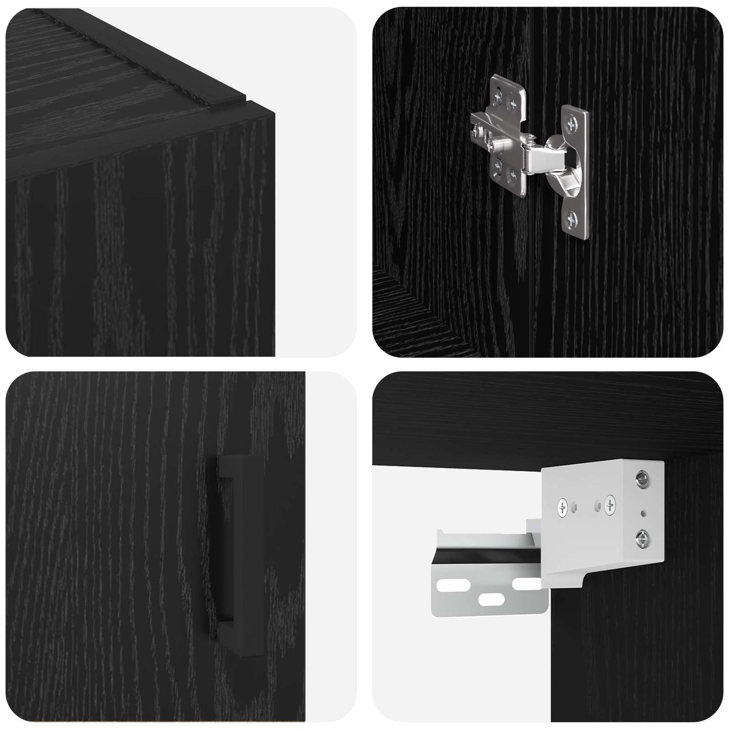 Vegghengt skap 2 pcs Svart Eik 69,5 x 34 x 90 cm Konstruert tre