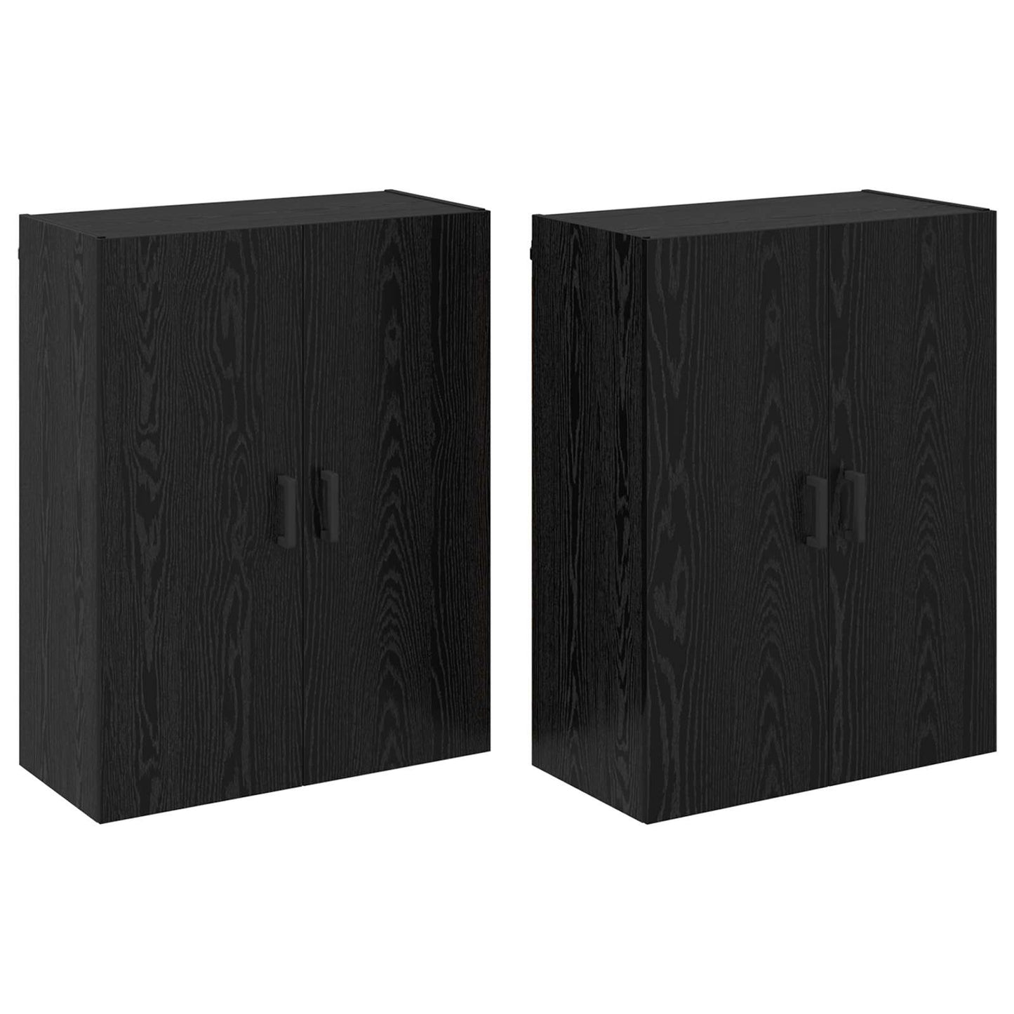 Vegghengt skap 2 pcs Svart Eik 69,5 x 34 x 90 cm Konstruert tre