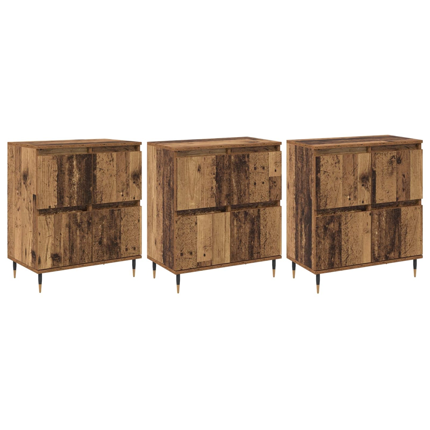 Oppbevaringsskap 3 pcs Gammelt tre 60 x 35 x 70 cm